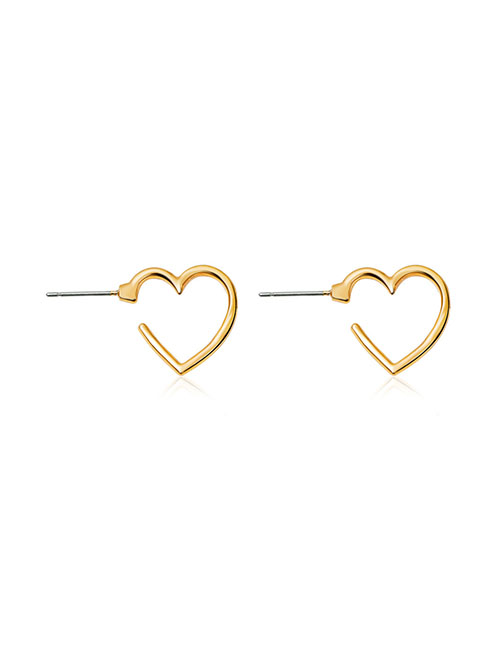 Fashion Gold-2 Alloy Heart Stud Earrings