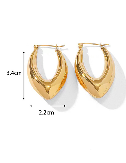 Fashion Pointed Ellipse Hollow Gold Titanium Steel Geometric Point Oval Earrings