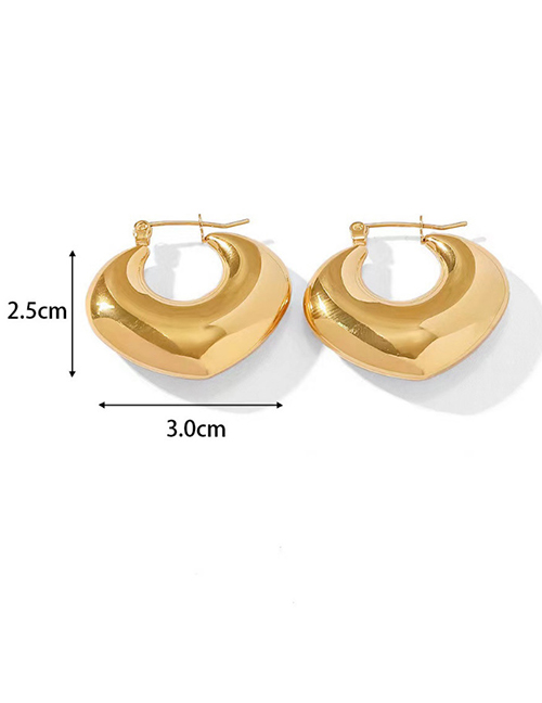 Fashion Peach Heart Hollow Gold Titanium Steel Geometric Heart Earrings