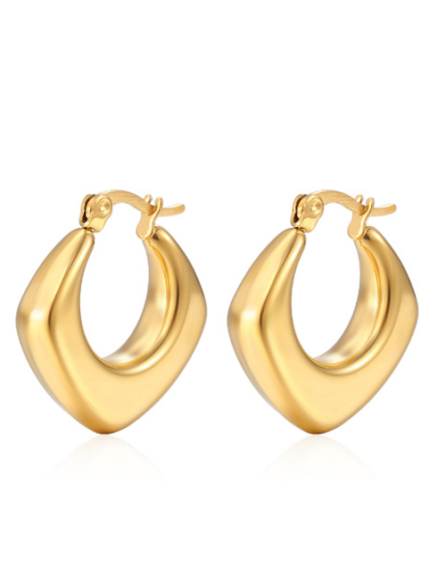 Fashion Square Hollow Gold Titanium Geometric Square Earrings