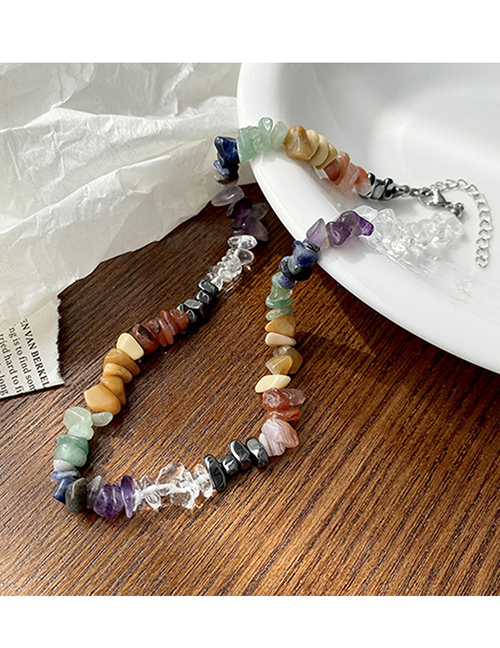 Fashion Color Geometric Crystal Stone Beaded Necklace