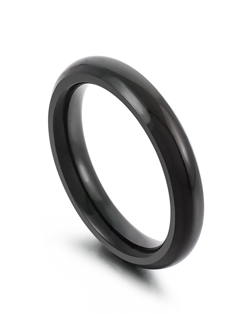 Fashion Black Titanium Steel Geometric Smooth Ring