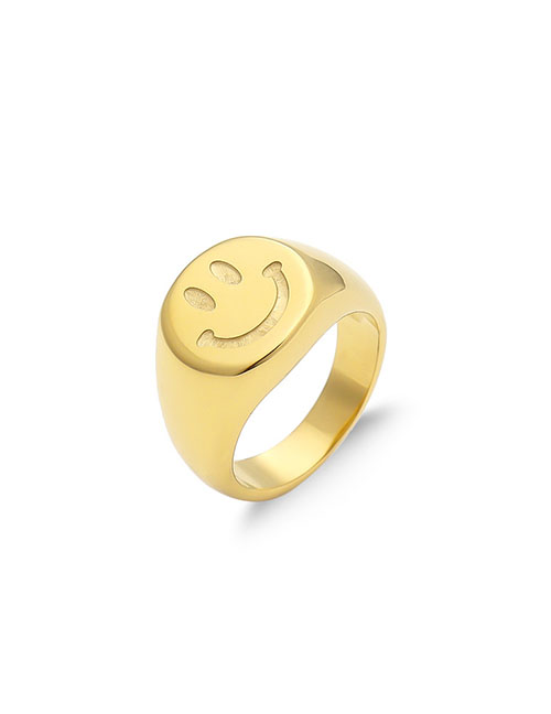 Fashion Smiley Ring - No. 8 Gold Plated Titanium Smile Ring