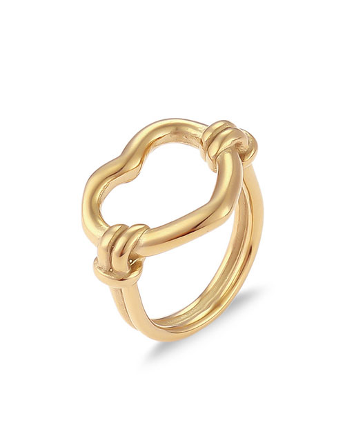 Fashion Hollow Heart Ring - No. 8 Gold Plated Titanium Steel Heart Ring