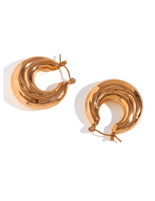 Fashion Gold Gold-plated Stainless Steel Round Earrings
