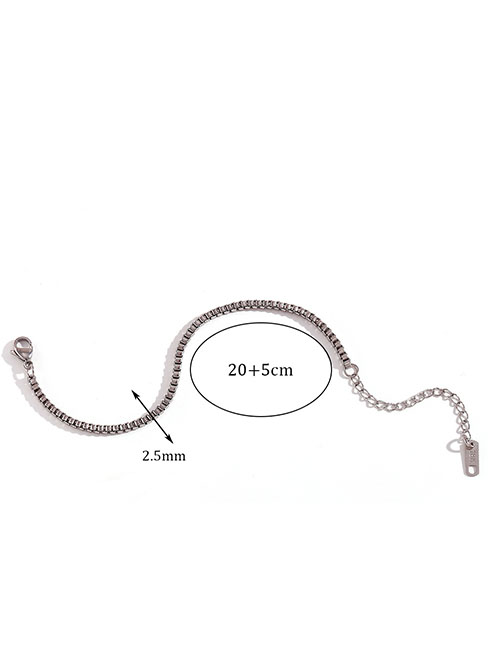 Fashion 2.5mm Box Chain-steel Color Anklet-20cm+5cm Titanium Steel Gold Plated Box Chain Anklet