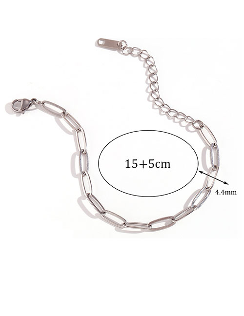 Fashion Steel Color Bracelet-15cm+5cm Gold Plated Titanium Paperclip Chain Bracelet