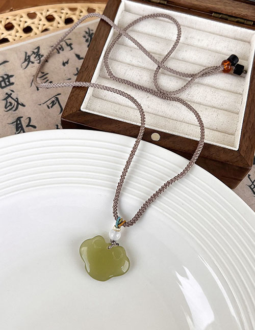 Fashion Green Imitation Jade Ping An Lock Necklace