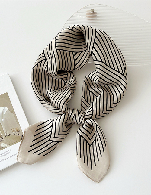 Fashion 22 Stripes Woven Coffee Cotton And Linen Printed Scarf