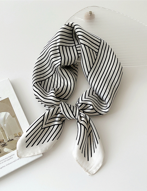 Fashion 23 Stripes Woven White Cotton And Linen Printed Scarf