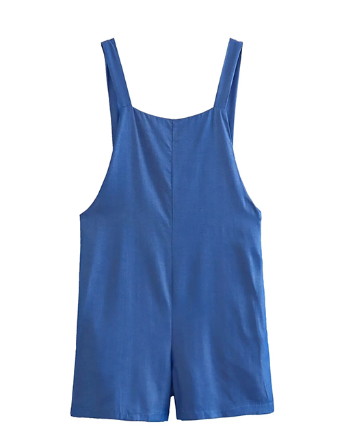 Fashion Navy Blue Polyester Bib Shorts