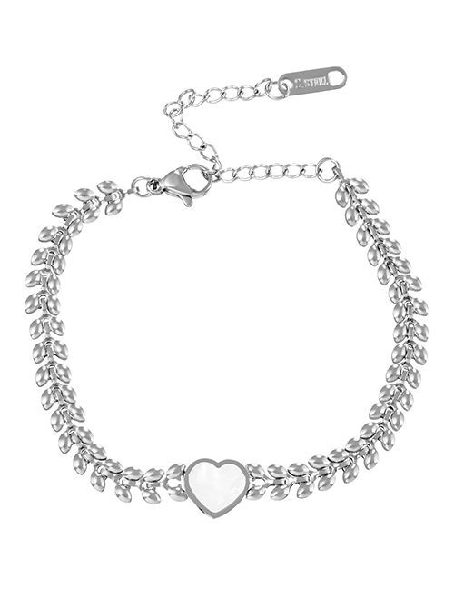 Fashion Silver Titanium Steel Shell Love Leaves Bracelet