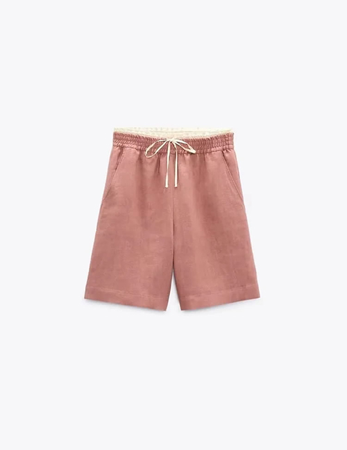 Fashion Pink Cotton Lace Shorts