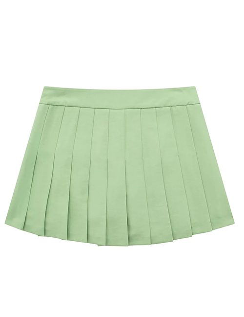 Fashion Green Blended Wide Pleated Hakama