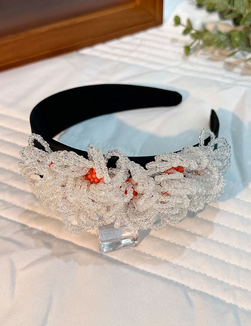 Fashion Orange White Rice Bead Braided Flower Headband