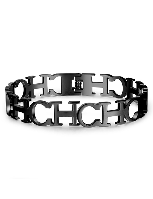 Fashion 4# Titanium Steel Alphabet Bracelet