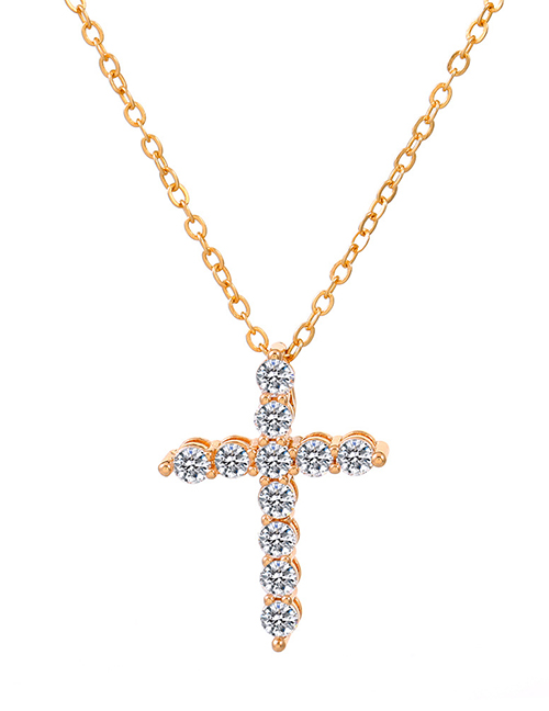 Fashion 2# Copper And Diamond Cross Necklace
