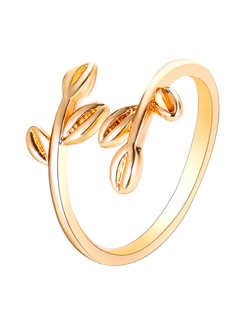 Fashion 19# Pure Copper Leaf Ring