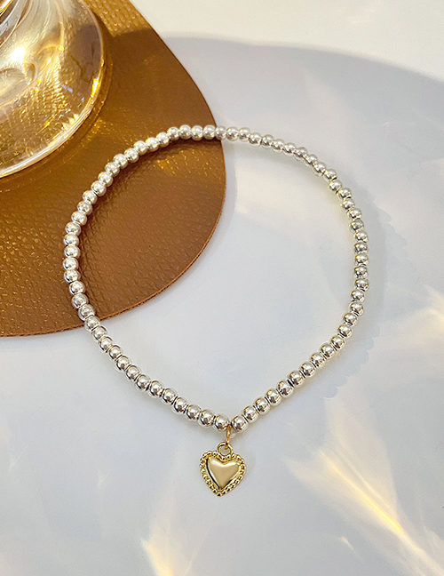 Fashion Silver Metal Beaded Heart Bracelet