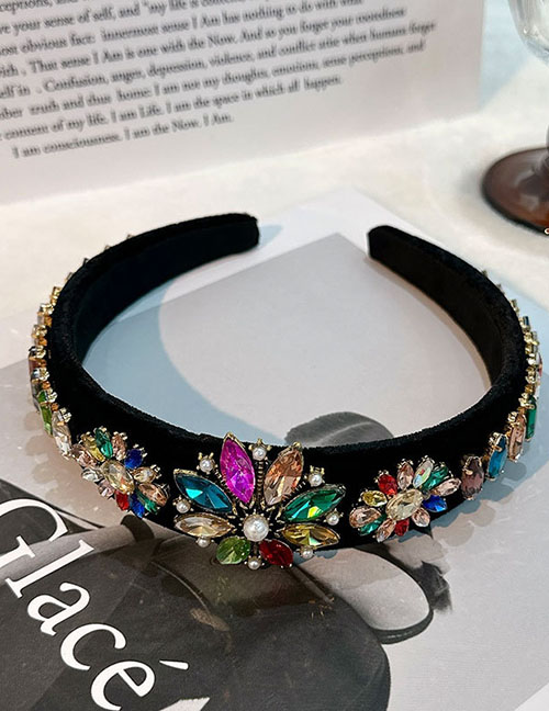 Fashion Color Fabric Diamond-studded Geometric Wide-brimmed Headband