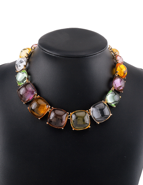Fashion Colorful Necklace Resin Geometric Necklace