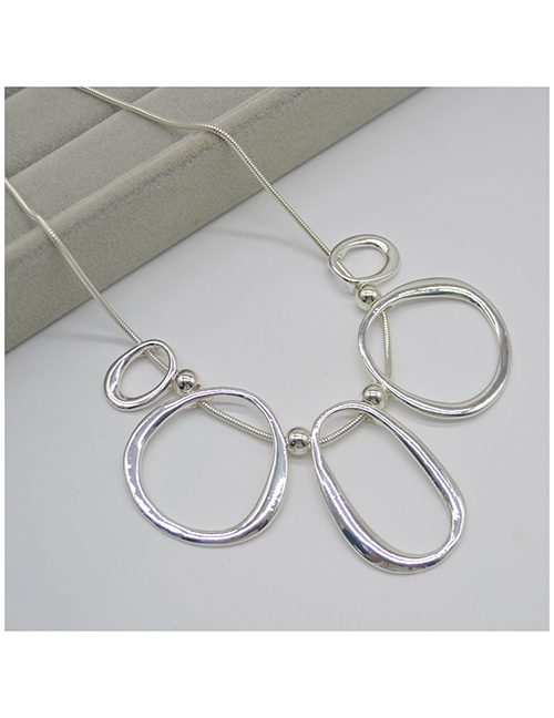Fashion Silver Alloy Geometric Hollow Circle Necklace