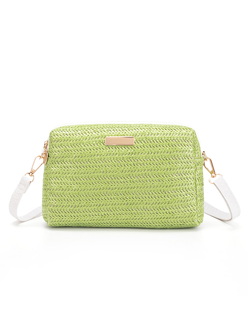 Fashion Green Straw Large Capacity Messenger Bag