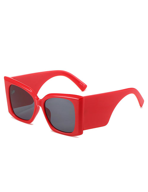 Fashion Gray Frame With Red Frame Pc Square Large Frame Sunglasses