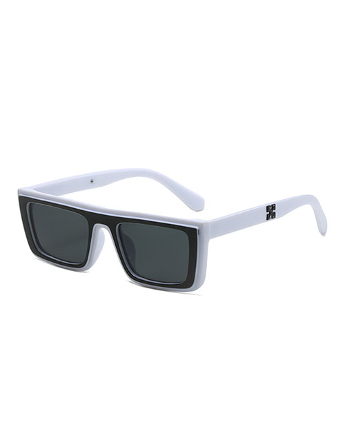 Fashion Gray Frame With White Frame Large Square Frame Sunglasses