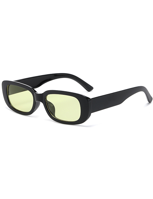 Fashion Black Frame Yellow Small Resin Square Sunglasses