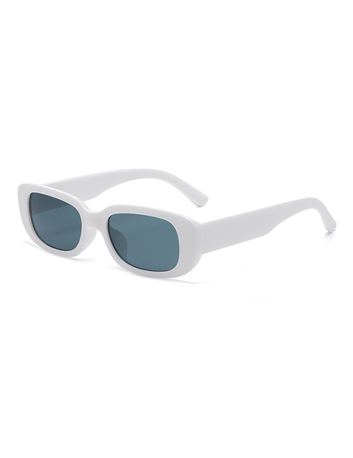 Fashion White Frame Black Small Resin Square Sunglasses