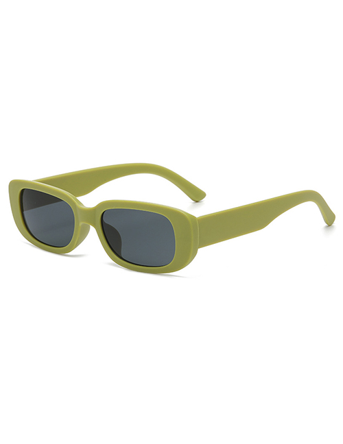 Fashion Real Sand Green Small Resin Square Sunglasses