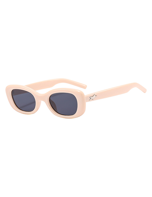 Fashion Beige Small Oval Frame Sunglasses