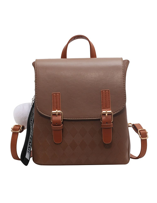 Fashion Small Khaki Pu Large Capacity Backpack