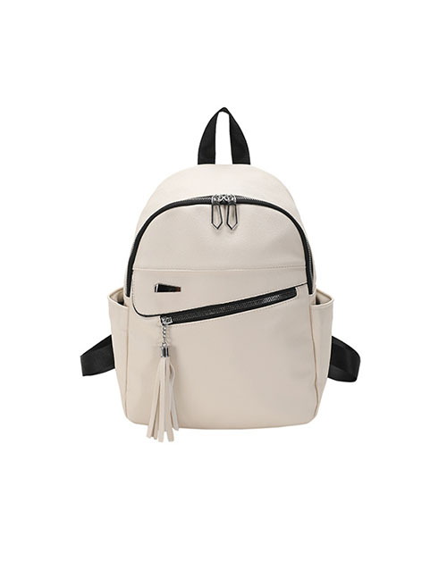 Fashion Off White Pu Large Capacity Backpack