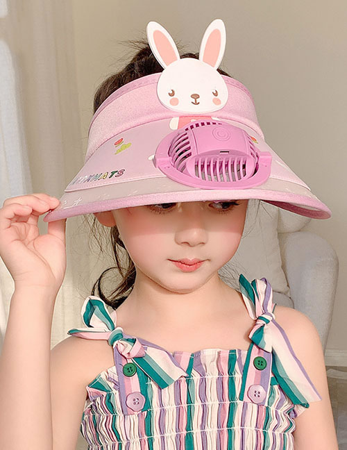 Fashion [usb + Three-speed Adjustment] Fan Cap - Light Purple Bunny Plastic Cartoon Printed Children's Sunscreen Hat With Fan Empty Top (live)