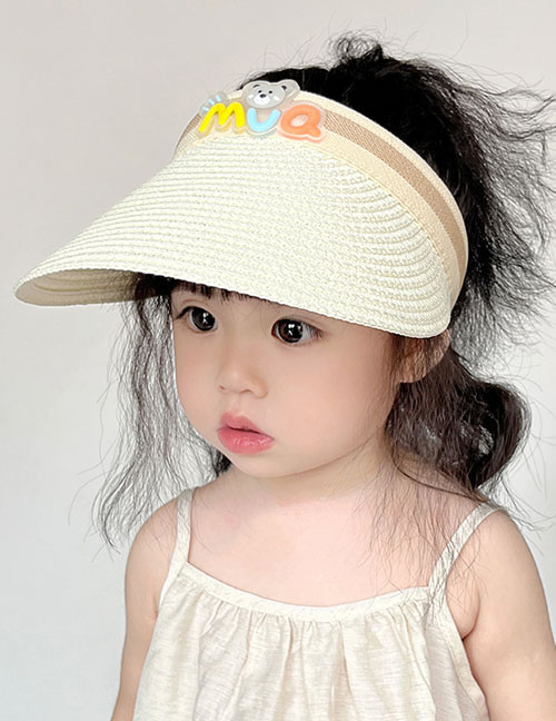Fashion White Bear Straw Hat Straw Cartoon Children's Empty Sun Hat