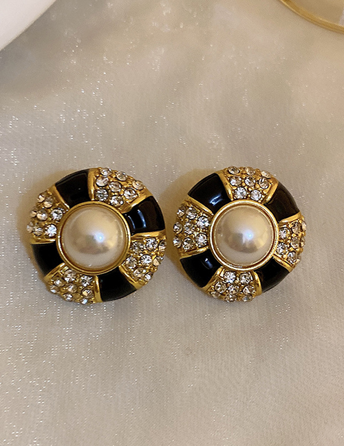 Fashion 6# Golden Button Circle Alloy Diamond Drip Button Circle Stud Earrings