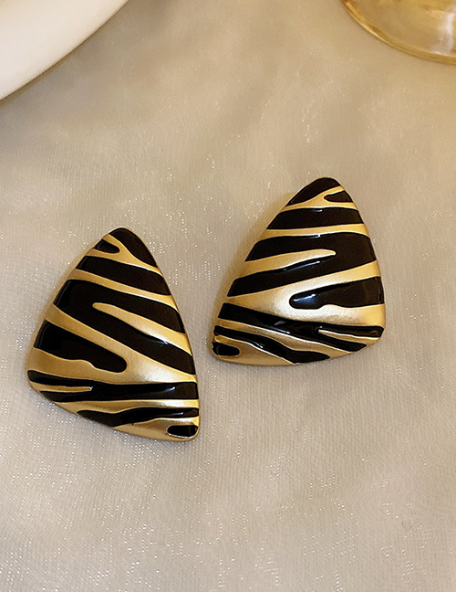Fashion 12# Black Pattern Triangle (real Gold Plating) Alloy Pattern Triangle Stud Earrings
