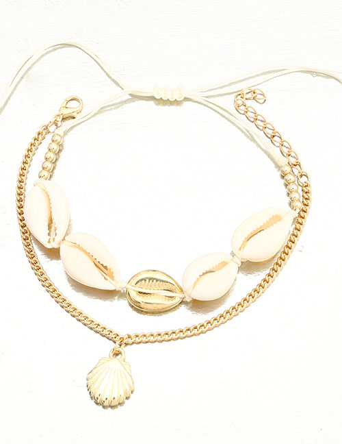 Fashion Gold Conch Shell Layered Anklet
