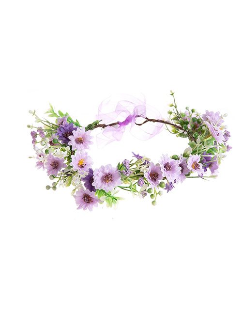 Fashion Purple Simulation Fabric Flower Wreath