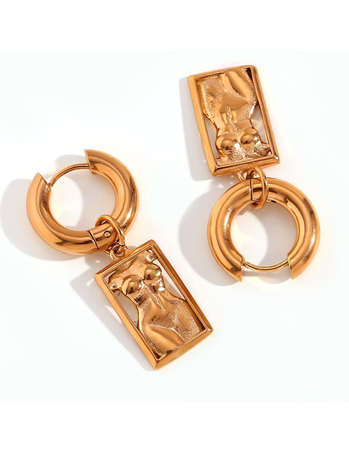 Fashion Gold Stainless Steel Gold-plated Geometric Square Hoop Earrings