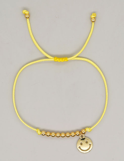 Fashion Yellow Gold Plated Copper Beaded Smile Bracelet