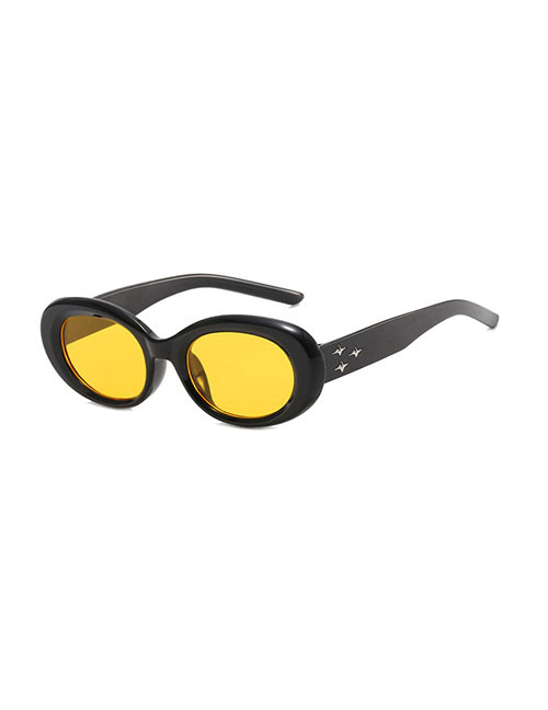 Fashion Bright Black Porn Pc Oval Large Frame Sunglasses