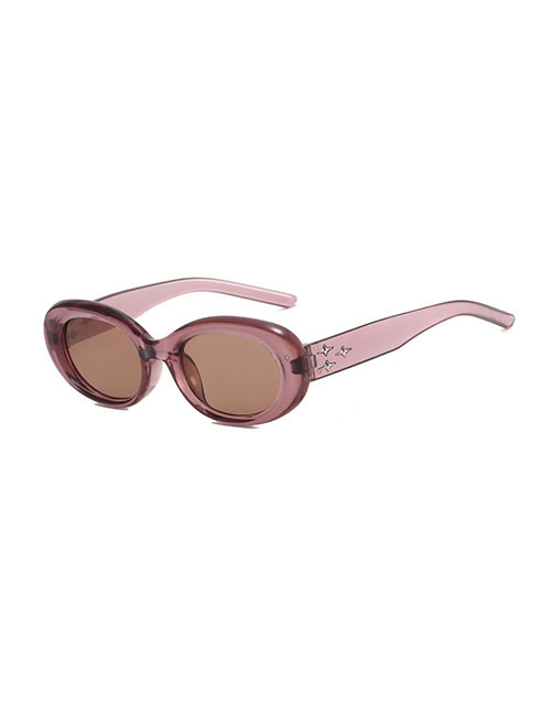Fashion Transparent Purple Tea Flakes Pc Oval Large Frame Sunglasses