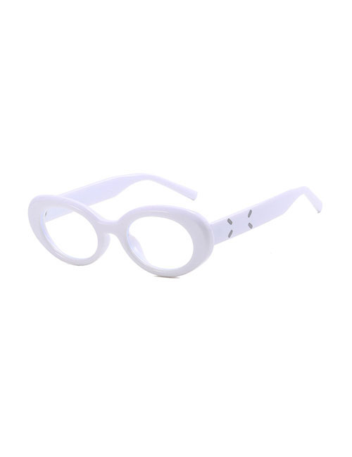 Fashion Solid White Flakes Pc Oval Large Frame Sunglasses