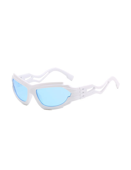 Fashion Real White And Blue Slices Pc Irregular Sunglasses