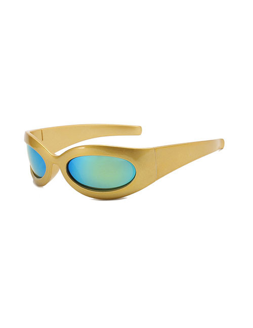 Fashion Gold Frame Gold Mercury Pc Oval Large Frame Sunglasses