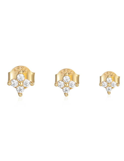 Fashion Gold Metal Diamond Flower Earring Set