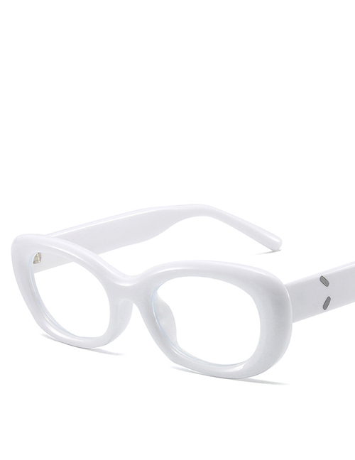 Fashion Solid White Blu-ray Film Pc Oval Sunglasses